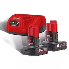 Milwaukee 4933451903 M12 NRG-602 M12™ NRG pack - 2 x accu 12V 6.0Ah + C12C lader