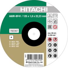 Hitachi 782307-25 A60R-BF41 Doorslijpschijf voor RVS/metaal 125 x 1 mm per 25 stuks