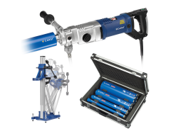 Carat AMB2031A22 A-2031 Diamantbohrer-Set 2000 Watt 70-162 mm + Koffer + 4 Bohrer im Koffer + S-1803X Bohrständer