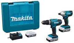 Makita DK18922A01 - HP488D Akku-Schlagbohrschrauber + TD127D Schlagschrauber 18V 2,0 AH Li-Ion