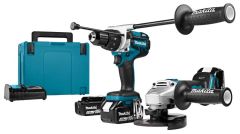 Makita DLX2157TJ1 Comboset 18V 3 x 5.0Ah Li-Ion - DHP481 Accuklopboormachine + DGA506 Accu Slijper in MBox