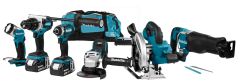 Makita DLX6088T Comboset 18V 2 x 5,0Ah - 5 machines + lamp in sporttas