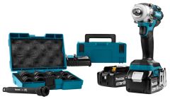 Makita DTW285RTJX Slagmoersleutel 18 Volt 5,0 AH Li-ion + 10-delige doppenset