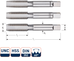 Rotec 3070028 HSS Handgewindeschneidsatz 3 Stück DIN 352 UNC 3/4-10