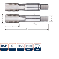 Rotec 3101000 HSS Handgewindeschneidsatz 2 Stück DIN 5157 BSP G 1-11