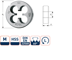 Rotec 360.1600L HSS Rundfräser DIN 223 Metrisch M16x2,0 Links