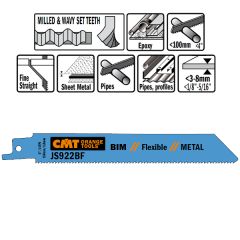 CMT JS922BF Stichsägeblätter 5 Stück Bi-Metall 150mm x 0.9 x 14TPI Anwendung: Bleche (3-8mm); Vollrohre und Profile.