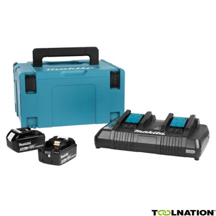 Makita 197629-2 Starterkit - 2 x Akku BL1850B 18V 5.0Ah Duo-Ladegerät DC18RD in MBox 3 - 1