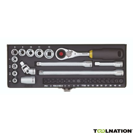 Proxxon 23078 Dopsleutelset met bits 1/4" 32-delig - 1