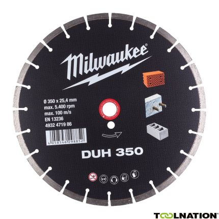 Milwaukee 4932471986 DUH 350 Diamanttrennscheibe Uni 350 x 25,4 mm - 1