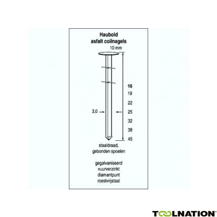 Haubold 505848 Asphaltnägel CW 3,0 x 19 mm verzinkt 3000 Stück - 1