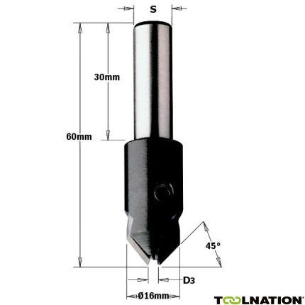 CMT Kegelsenker rechts 16mm, Schaft 10 x 30 D3: 4mm - 1