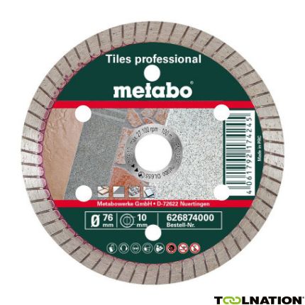 Metabo 626874000 Diamant-doorslijpschijf professional, TP 76 x 10 mm - 1