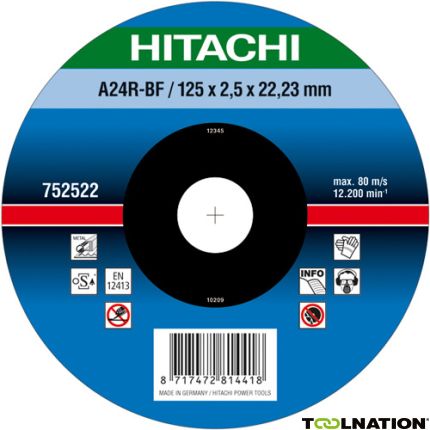 Hitachi 752512 A24R Trennscheibe für Metall 125 x 2,5 x 22,23 mm pro 25 Stück - 1