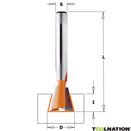 CMT 12,7 mm Schwalbenschwanzfräser 8 mm Schaft - 1