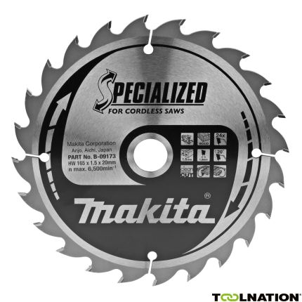 Makita B-09173 HM-Sägeblatt Specialized Accu Wood 165 x 20 x 24T - 1