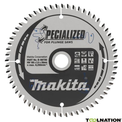 Makita B-56720 Spezialisiertes HM-Sägeblatt 165 x 20 x 60T Dicke 1.40mm - 1