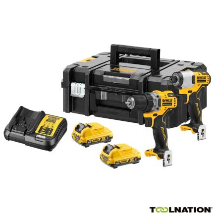 DeWalt DCK2110L2T-QW DCK2110L2T voordeelset DCD701 boorschroefmachine + DCF801 slagschroevendraaier 12 V 3,0 Ah XR - 1