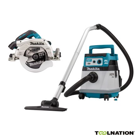 Makita DLX2383UX1 Combiset 2 x 18V met AWS - DHS900 cirkelzaag 235mm + DVC157L stofzuiger  - 1