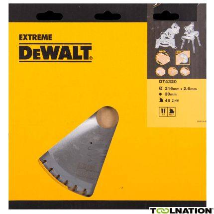 DeWalt DT4320-QZ DT4320 HM-Sägeblatt 216 x 30 x 48T Wechselzahn, negativ 5° - 1