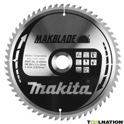 Makita B-09042 HM-Sägeblatt Holz 190 x 20 x 60T - 1