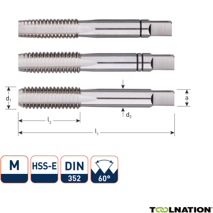 Rotec 301.0400 HSS-E Handgewindeschneidsatz 3 Stück DIN 352 metrisch M 4X0,7 - 1