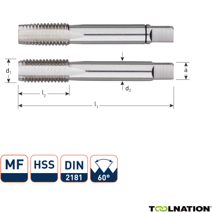 Rotec 3051412 HSS Handgewindeschneidsatz 2 Stück DIN 2181 MF14x1,25 - 1