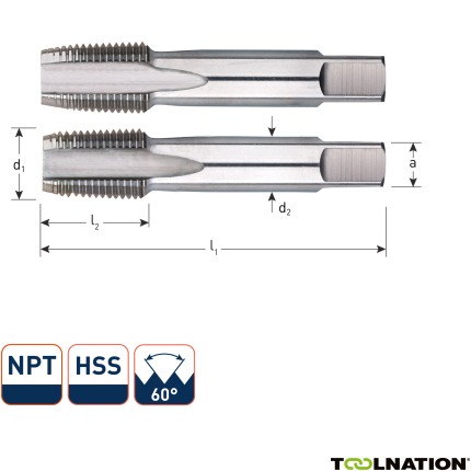 Rotec 3140010 HSS-Handgewindebohrer-Satz 1/16 x 27 NPT (2) - 1