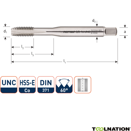 Rotec 338.0140 HSSE 800 M.Gewindebohrer UNC 1/4-20 - 1