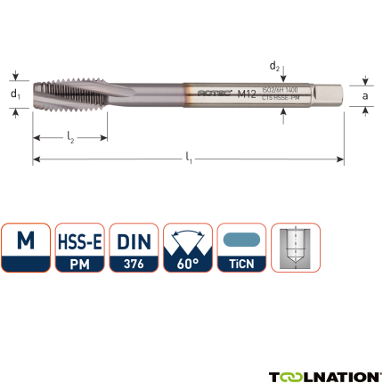 Rotec 347.2000C HSSE-PM 1400 Maschinenbolzen DIN 376C/15° M20 TiCN - 1