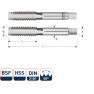 Rotec 3061024 HSS Handgewindeschneidsatz 2 Stück DIN 2181 BSF 9/16-16 - 1